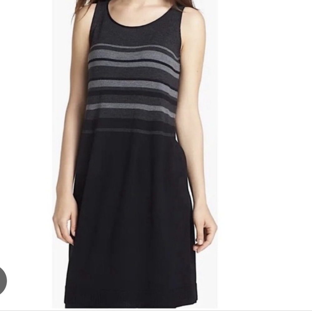 Eileen Fisher Charcoal and Black Striped Dress